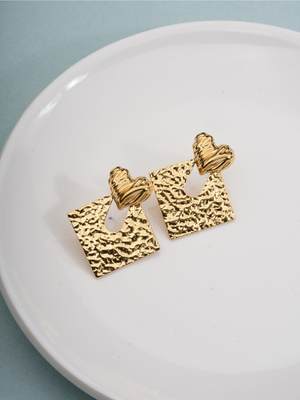 Textured Heartbeat – Anti Tarnish Earrings