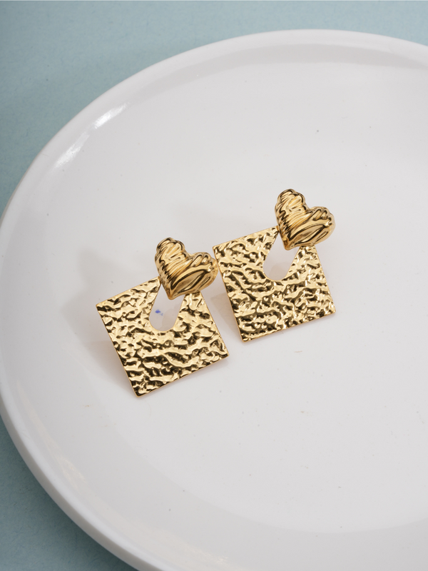 Textured Heartbeat – Anti Tarnish Earrings